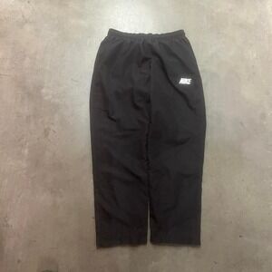Nike men's black track pants baggy open leg spell out casual xl